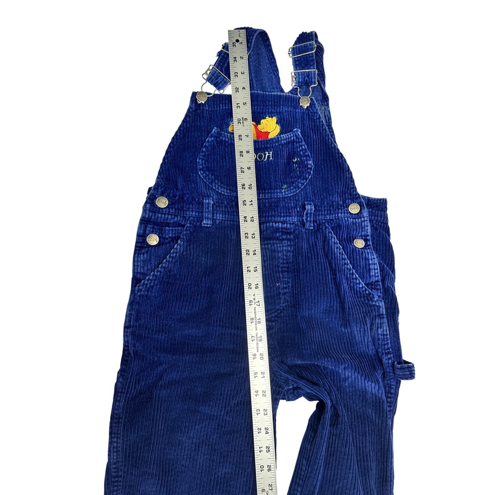 Disney Winnie the Pooh Vintage 80s 90s Blue Corduroy Overalls Kids Bibs 10 - Picture 8 of 13
